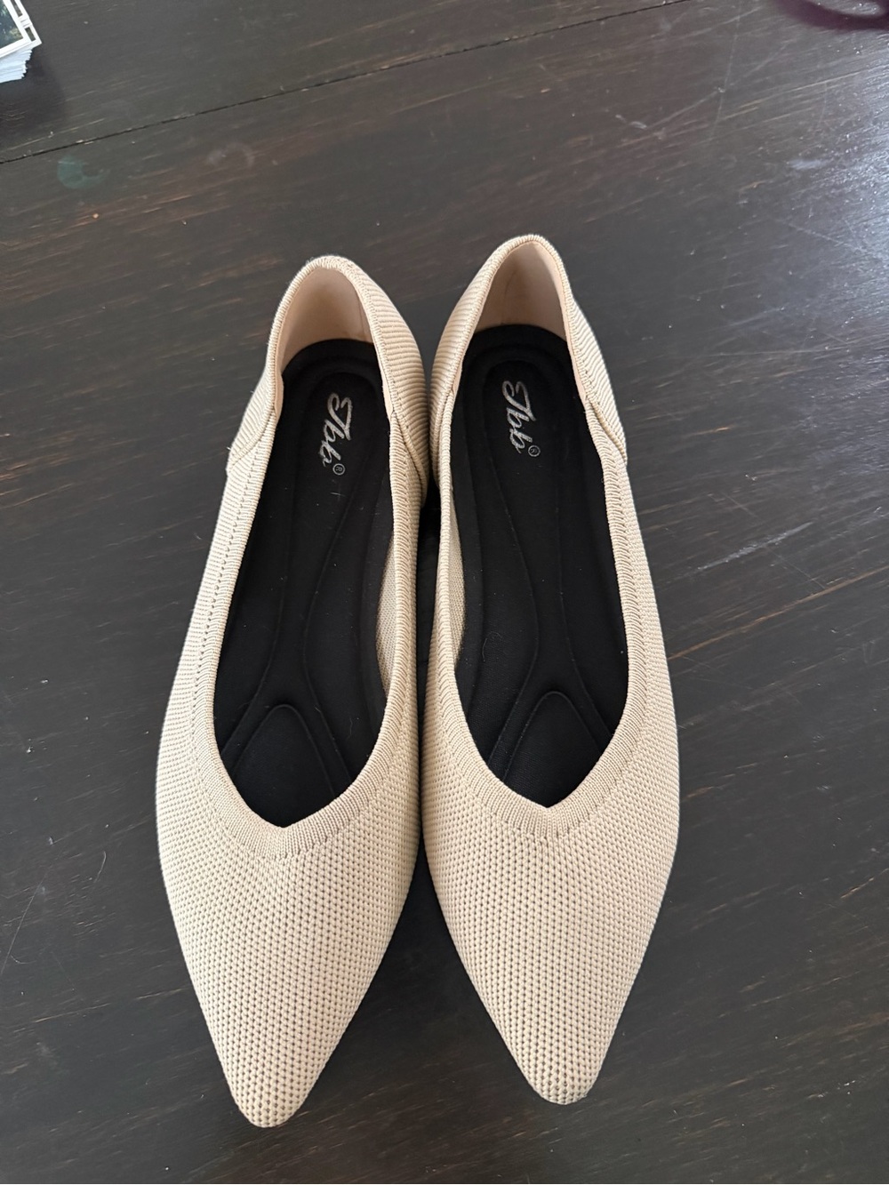 JBB pointed toe ballet flats knitted beige